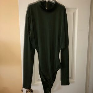 Olive green, half back bodysuit